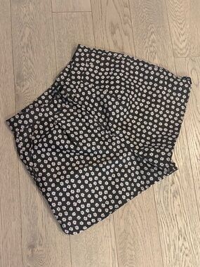 Sister Jane Black High Waisted Shorts with Pink Daisy Motif